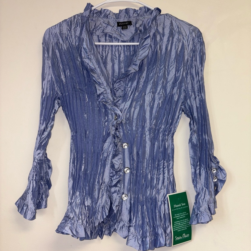PIANO - Blue Crinkle Blouse